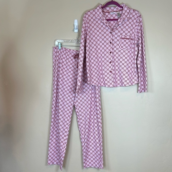 Adonna 2-pc pajamas pink white print includes Pants & Long sleeve top L/XL - Picture 3 of 10